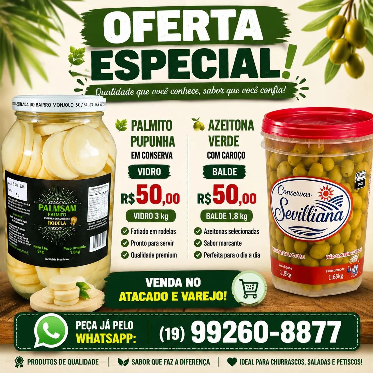 Balde de azeitona e palmito 