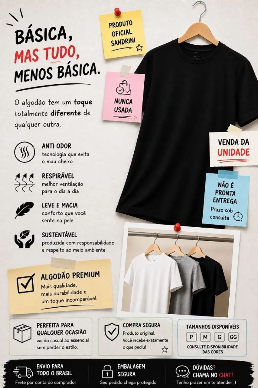 CAMISETA SANDRINI ORIGINAL - NOVA! - Foto 2
