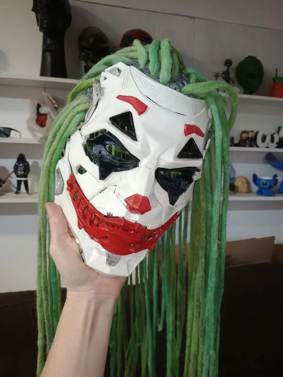 Máscara Coringa Cyberpunk Cosplay com Dreadlock.Impressão 3D.Pintura Premium  - Foto 3