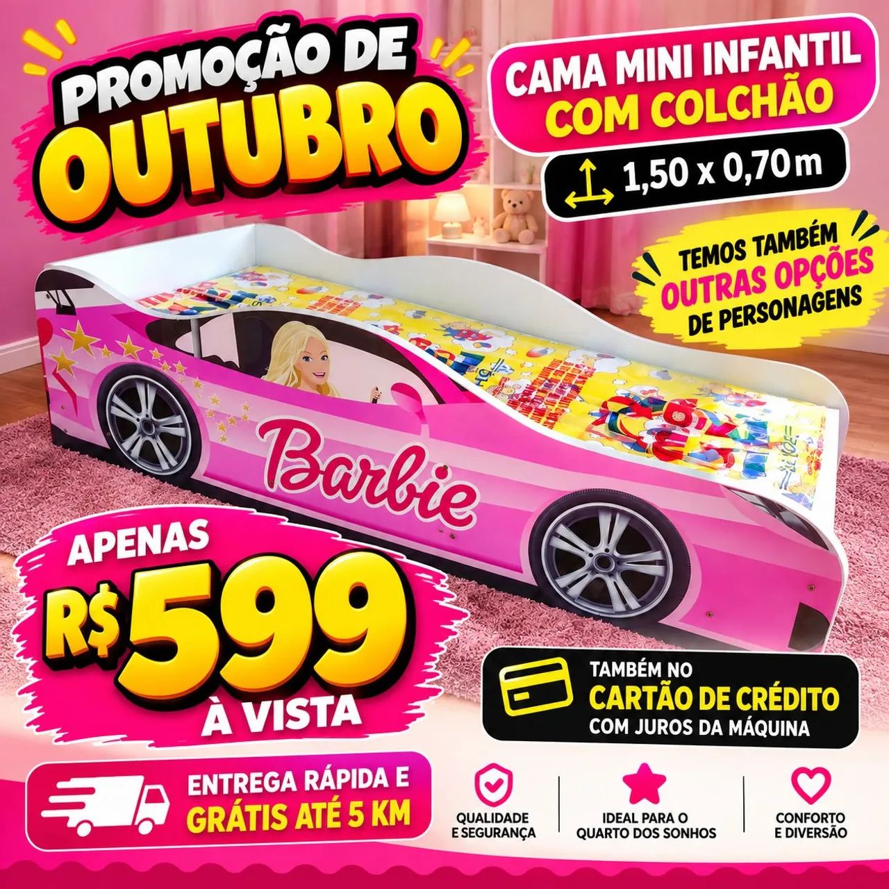 CAMA MINI INFANTIL NOVA COM COLCHÃO 
