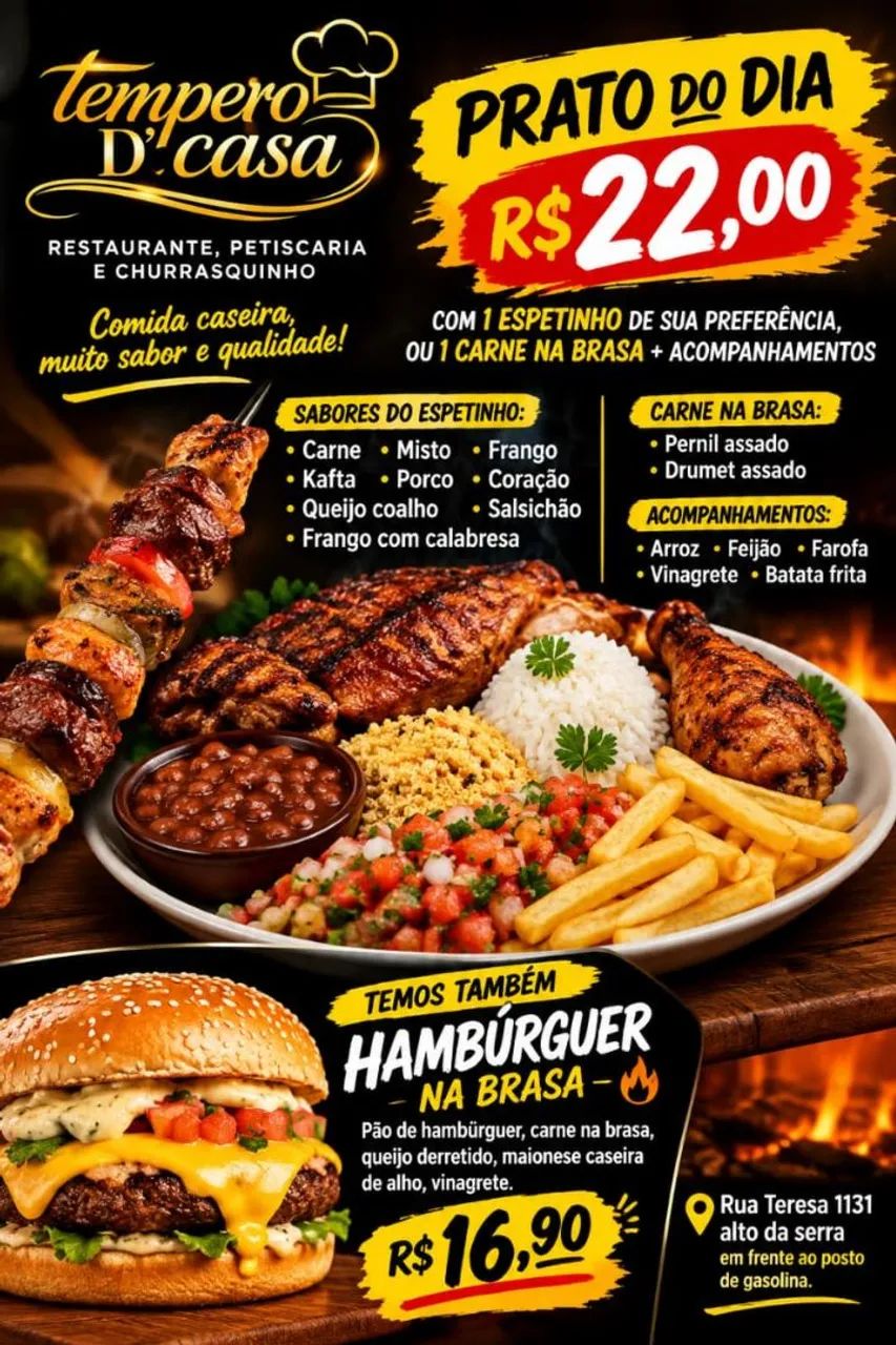 Almoço com churrasquinho 