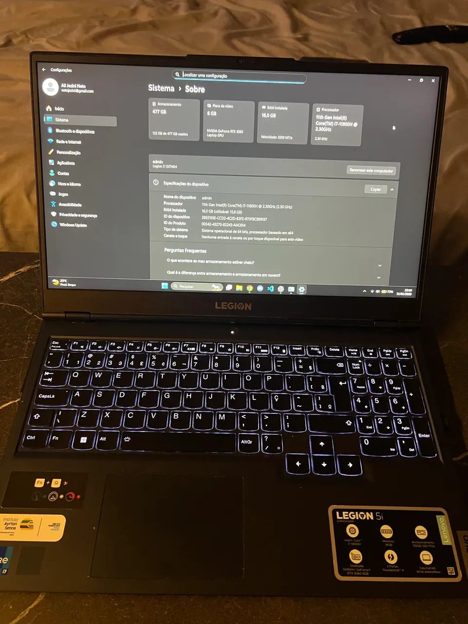 NOTEBOOK LEGION I7 + RTX 3060 - Foto 2