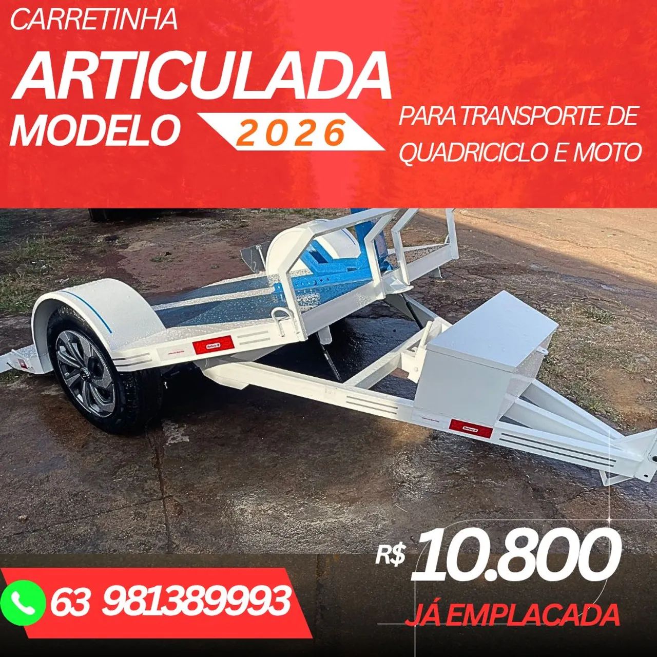 Carretinha articulado para quadriciclo e moto  - Foto 2
