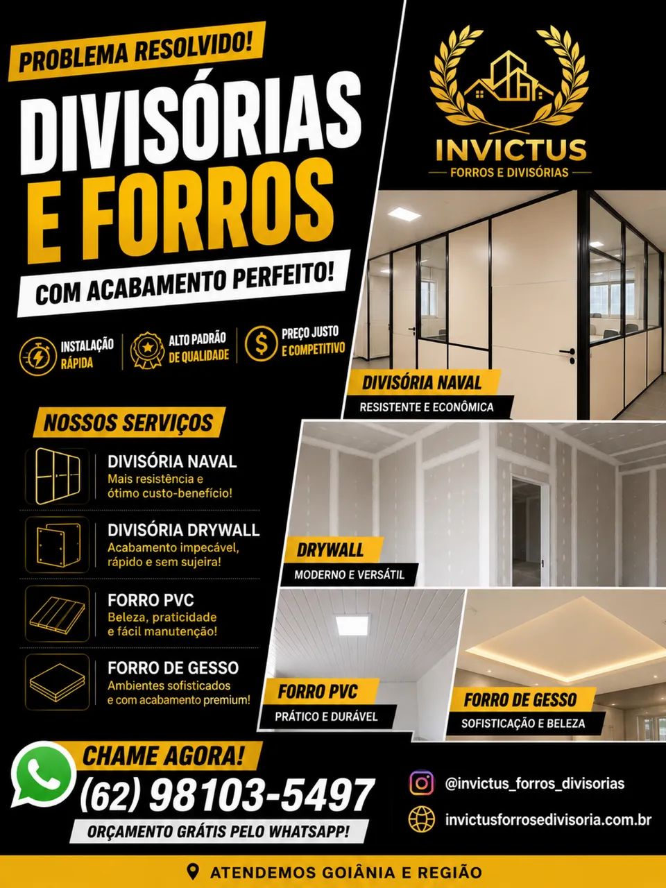 Divisórias e Forros em Goiânia | Drywall, PVC e Gesso - Orçamento Grátis