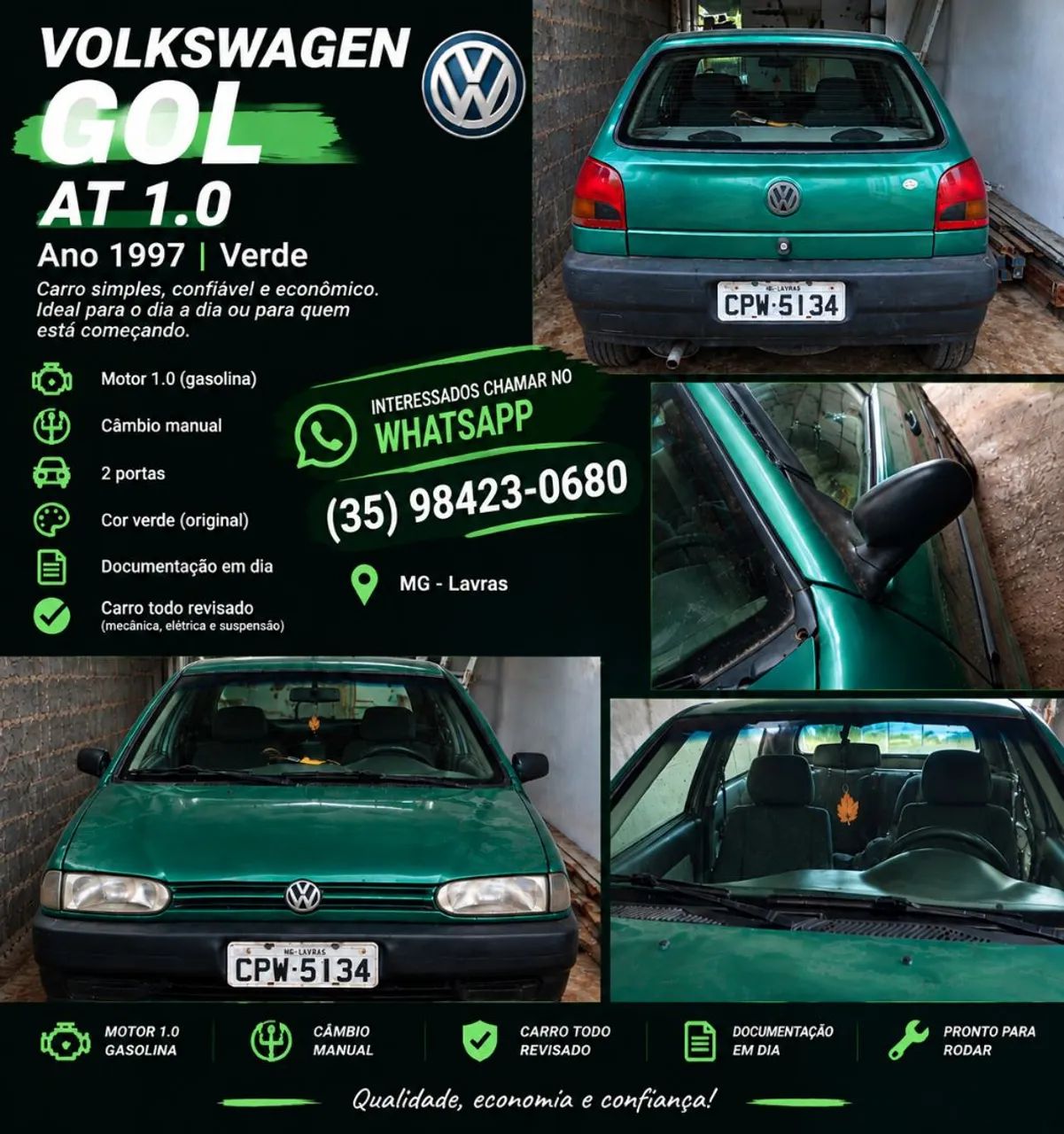 Volkswagen Gol Geração II 1.0 8V 58cv MI Gasolina Mec. 2P 1998