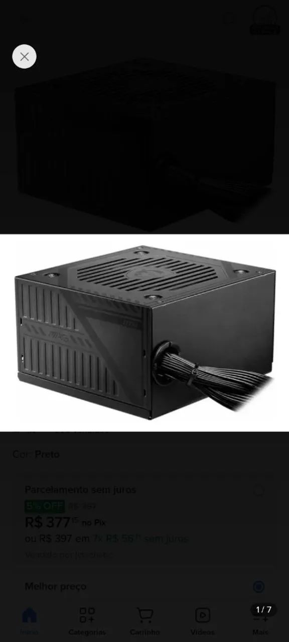 Fonte Msi mag A600dn 600w 