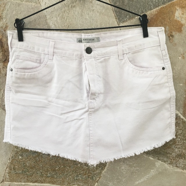 short saia jeans branco