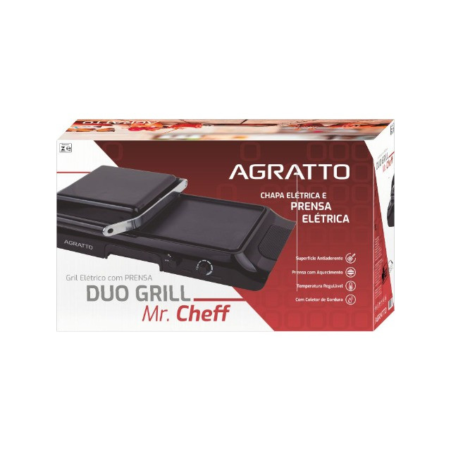 Grill e Prensa Elétrico Duo MR. Cheff 1600W Agratto 220V - Foto 6