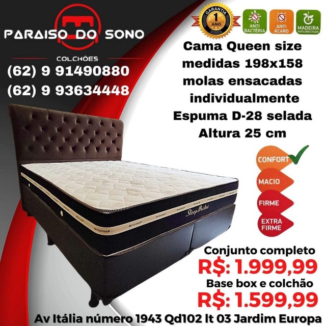 Colchão queen size molas ensacadas individual espuma selada D28 