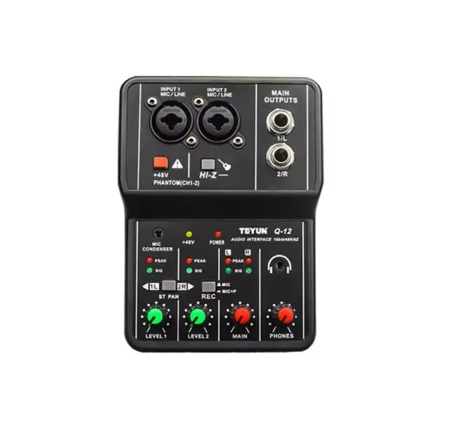 Mesa Interface de audio Gravação Mic Condenser Phanton power