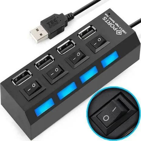Hub USB 2.0 4 Portas Chaveado ON/OFF - WZetta