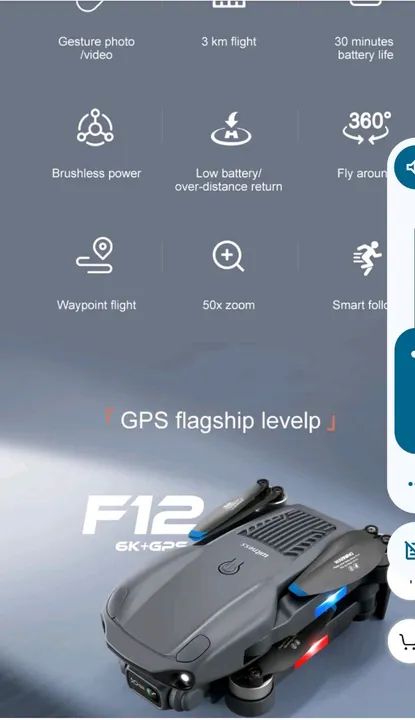 Drone F 12, Câmara HD, 5g, GPS, 4k Com AI . - Foto 5