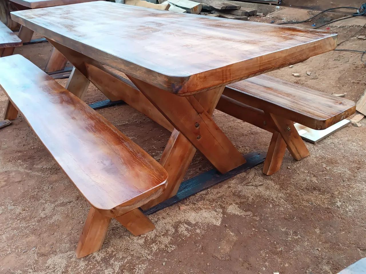 Mesa rustica madeira maçiça  - Foto 3