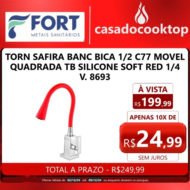 TORN SAFIRA BANC BICA 1/2 C77 MOVEL QUADRADA TB SILICONE SOFT RED 1/4 V. 8693