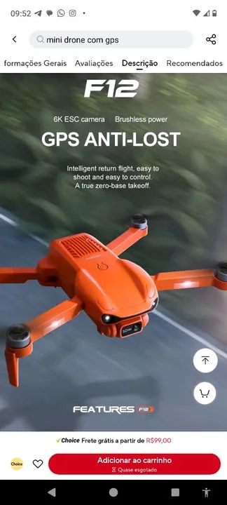 Drone F 12, Câmara HD, 5g, GPS, 4k Com AI . - Foto 4