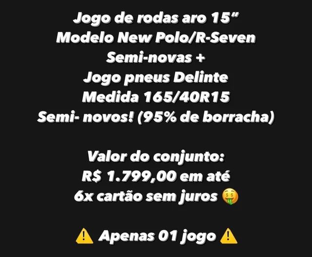 Jogo Roda Aro Gol Saveiro Parati Modelo R Seven Com Pneus Delinte