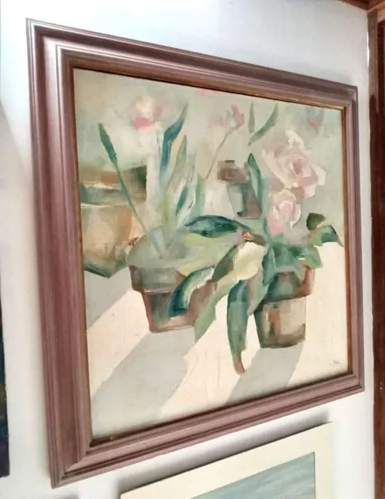 Belíssimo Quadro Óleo s/ Tela. Flores. Grande