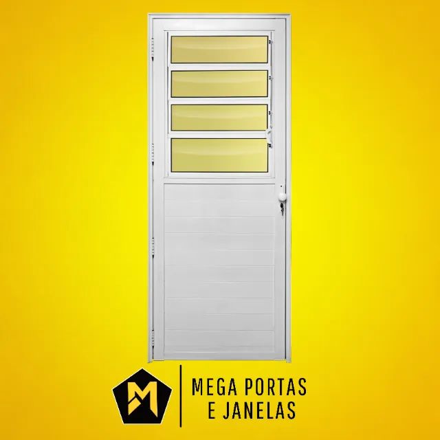 Porta Basculante Lambril Alumínio Branco - Linha 25 (Completa)