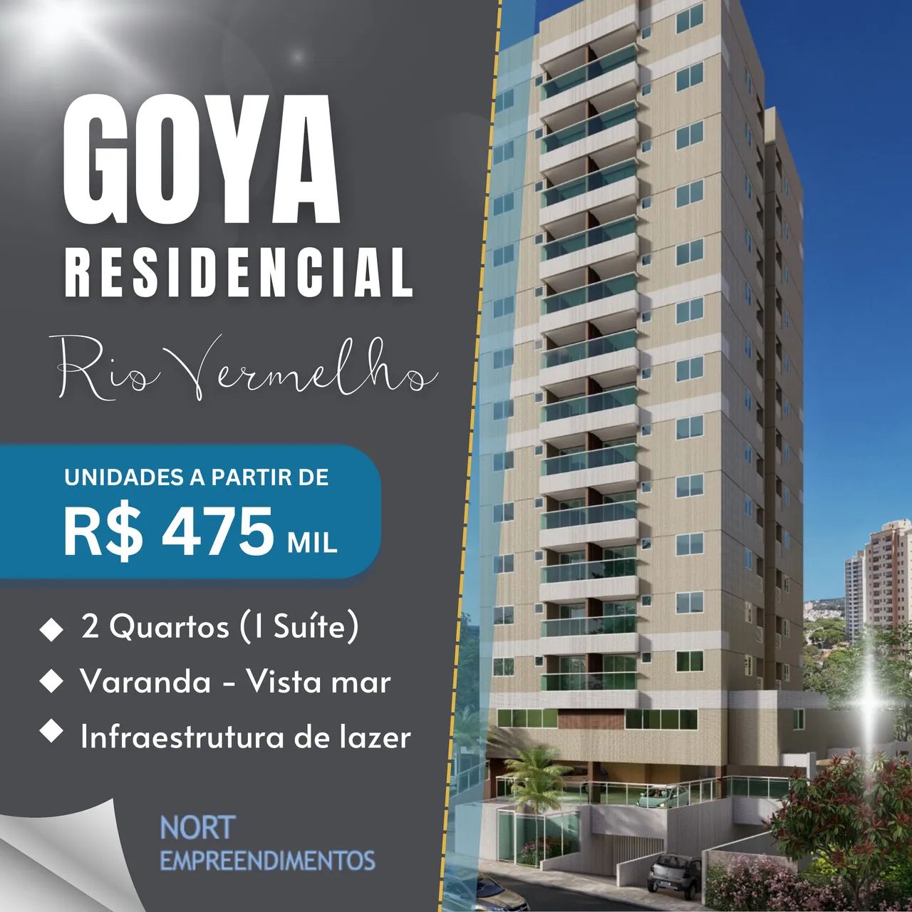 LANÇAMENTO RESIDENCIAL GOYA Apartamento à venda 56m², 2/4, 1 Suíte, 2 Banheiro, 1 Vaga