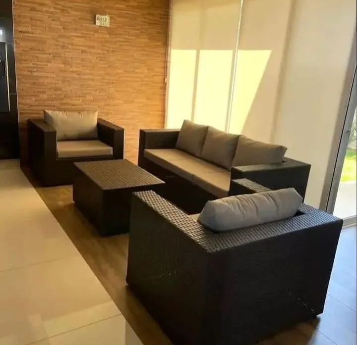 Conjunto de Sofá e Poltronas em Vime Sintético - Novo