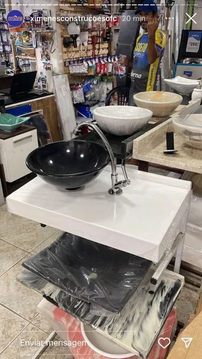 Bancada em Mármore Sintético com Cuba de Apoio - 0,55x0,35 - Foto 3