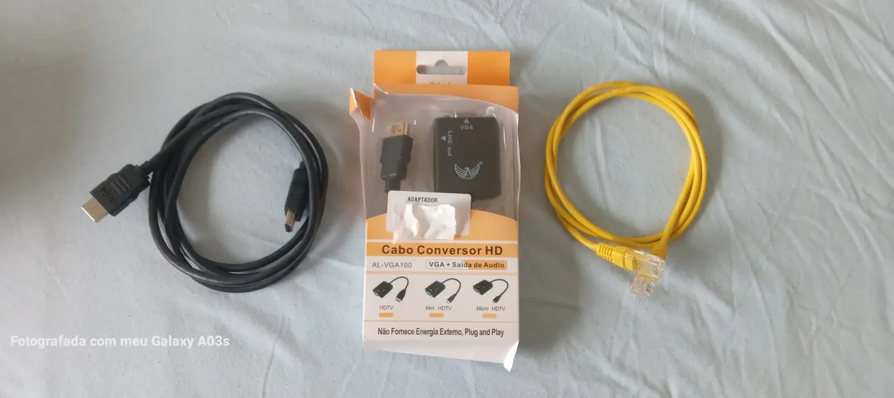 Adaptador HDMI para VGA + Cabo de rede + Cabo HDMI