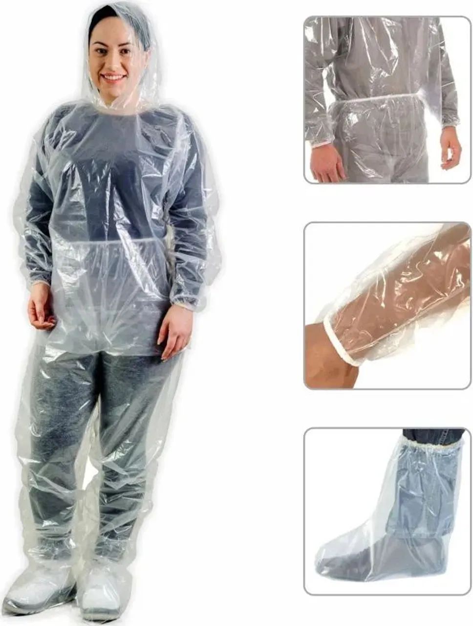 CONJUNTO IMPERMEÁVEL POLIETILENO COM ELASTICO E CAPUZ E BOTA  - Foto 4