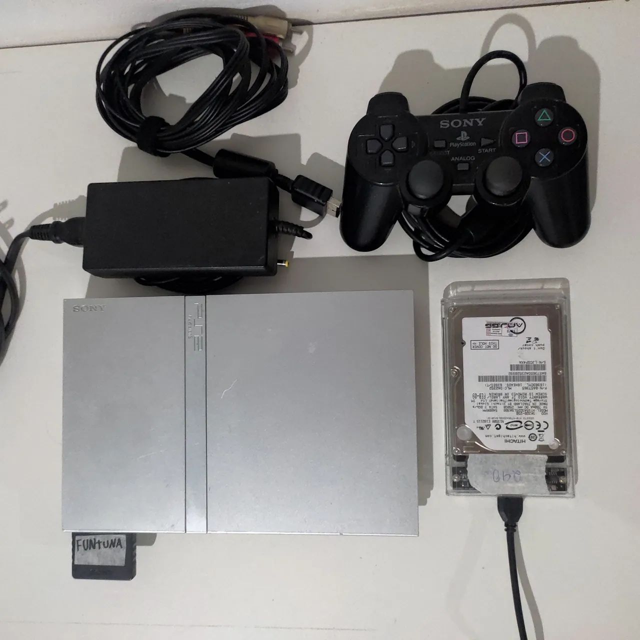 PS2 Prata com HD 240GB e Todos os Acessório Originais