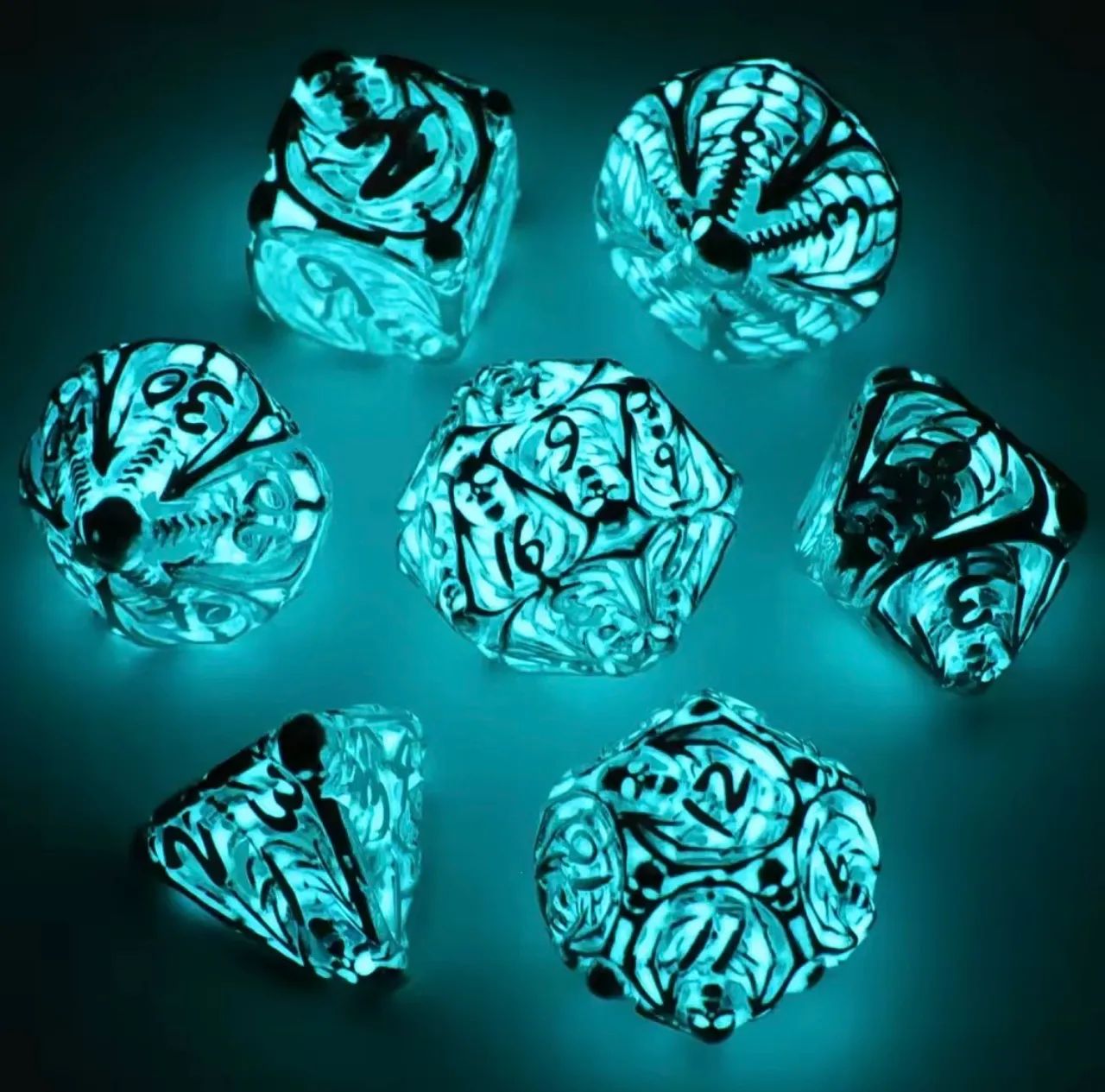Kit de dados de metal - Fluorescente azul