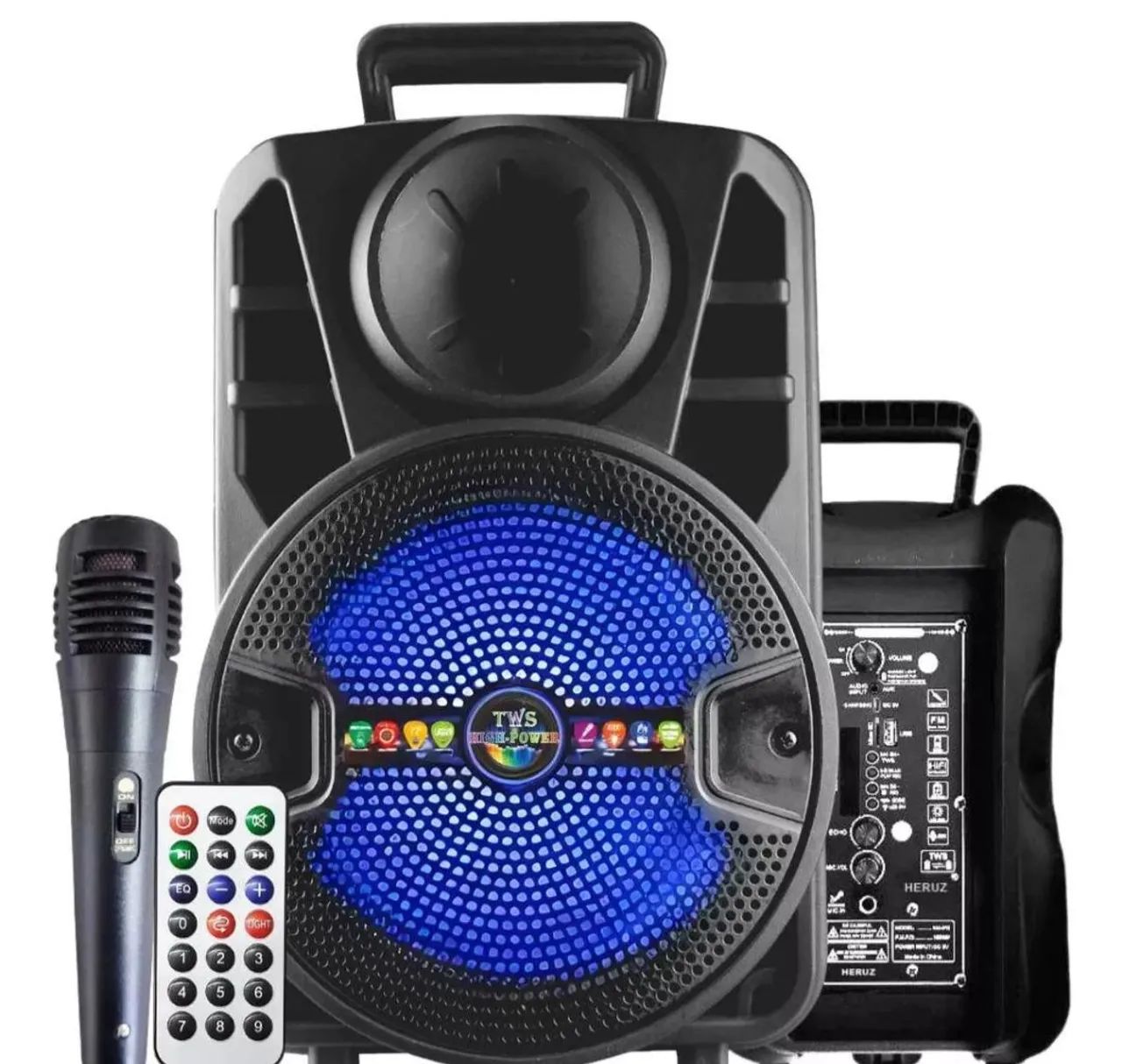 Super Caixa de som potente amplificada 2000w com microfone Bluetooth Rádio Pendrive 