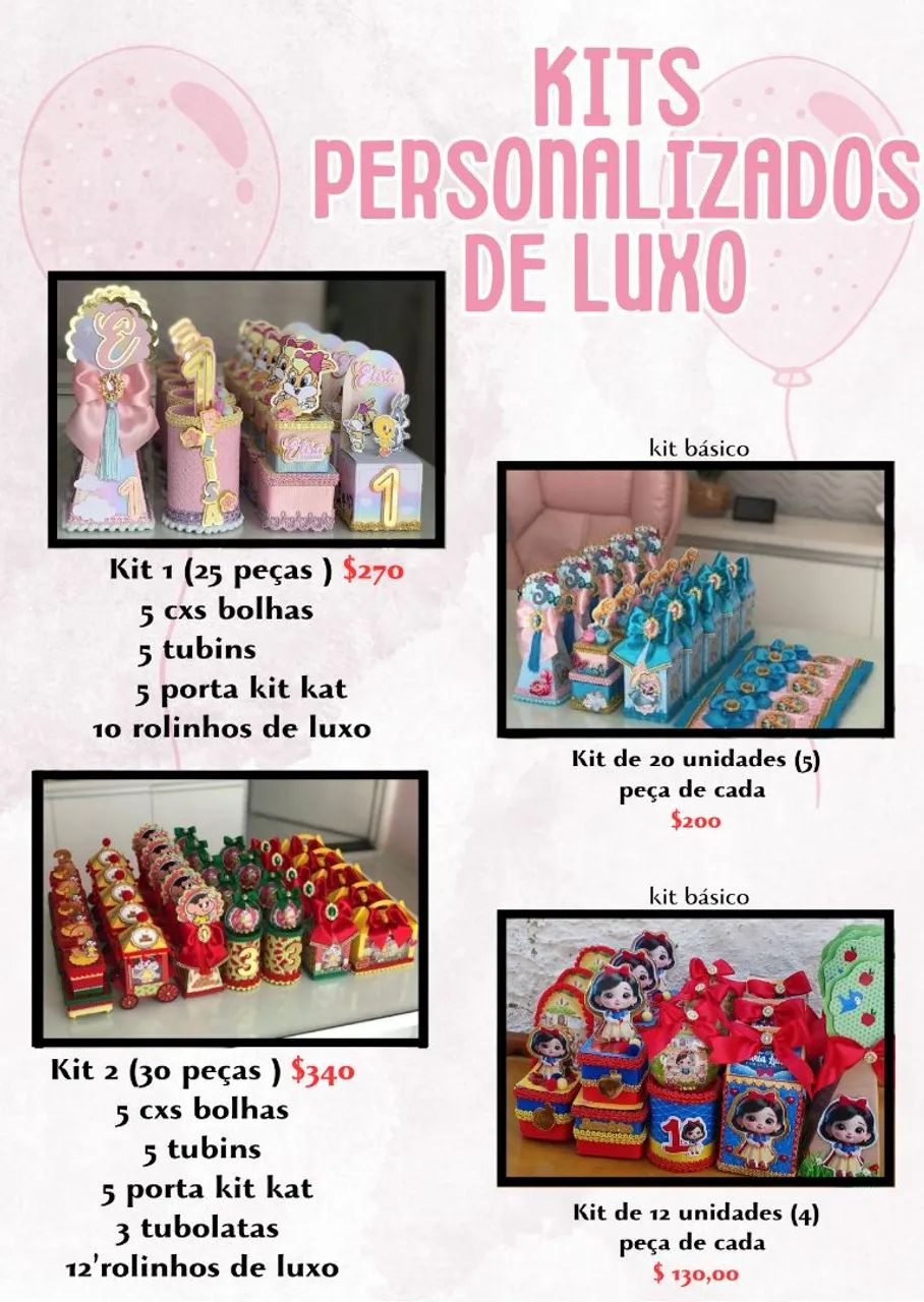 Kits Personalizados de Luxo para Festa