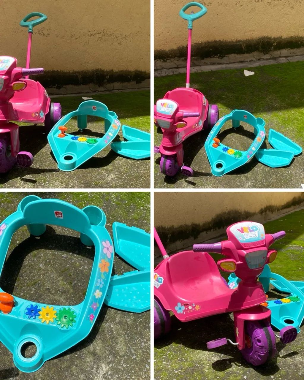 Triciclo Infantil Velo Baby Rosa com Empurrador