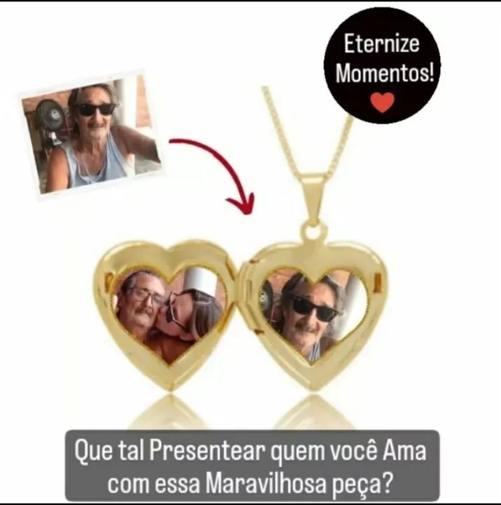Colar Coração Porta Retrato - Eternize seus Momentos!
