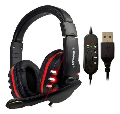 Fone De Ouvido Gamer Headset Com Led Microfone Usb P2 P3 Rgb - Foto 5