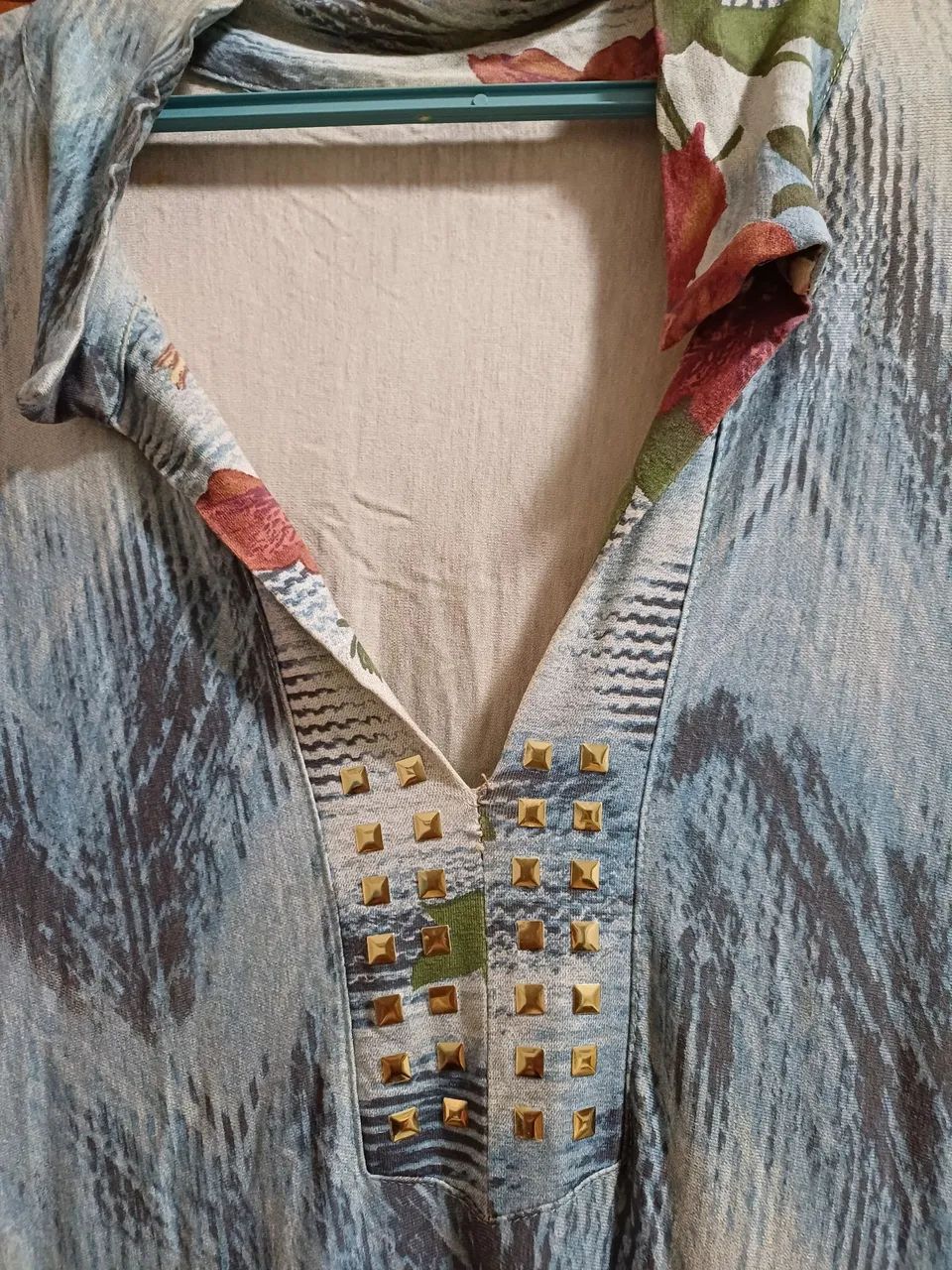 Vestido Floral - Azul e Rosa - Foto 3