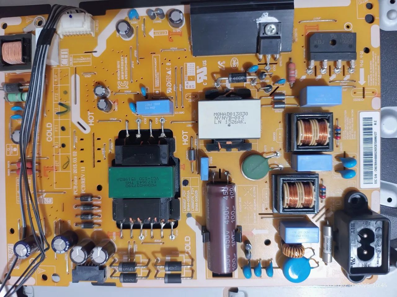 Placa da Fonte TV Samsung UN48J5200AG