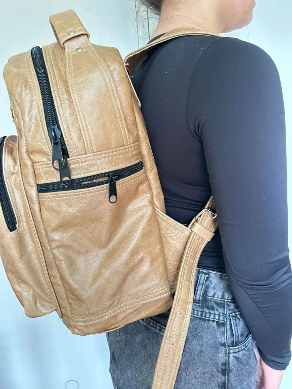 Mochila COURO Legítimo NOVA M - Foto 4