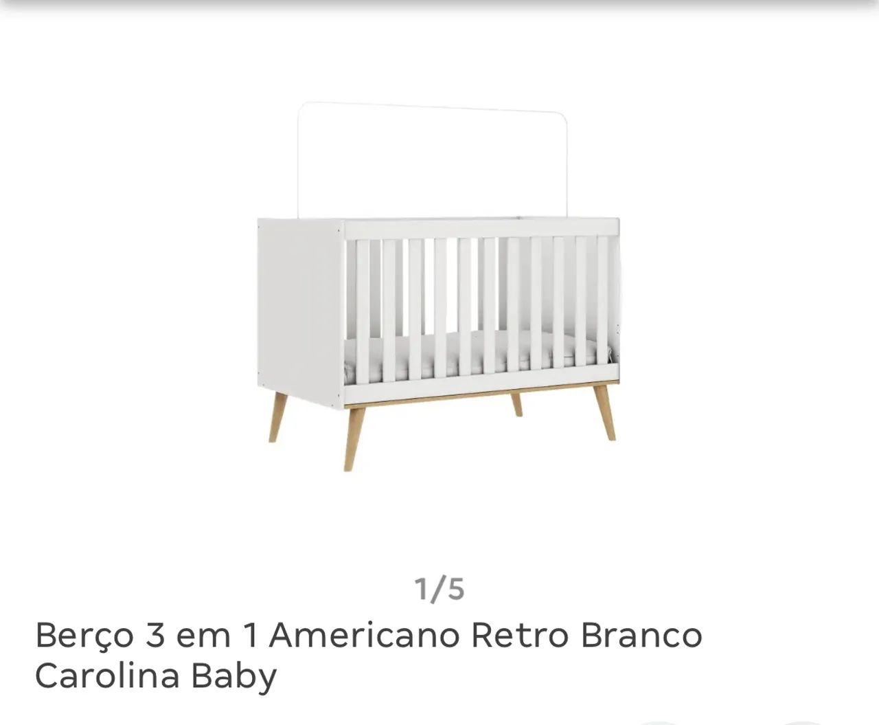 Berço 3 em 1 Americano Retro Branco Carolina Baby