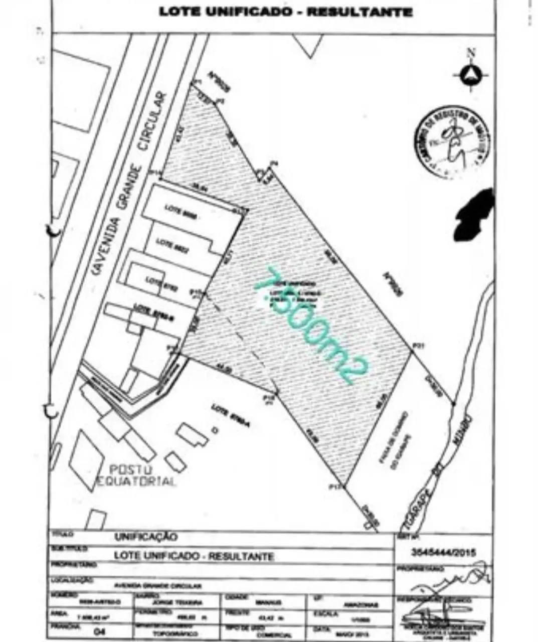 Terreno na Autaz Mirim próximo ao ASSAÍ Atacadista com 7.506m2. Plano, Murado. Sentido Bai
