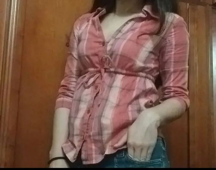 Camisa feminina xadrez com amarração - Foto 2