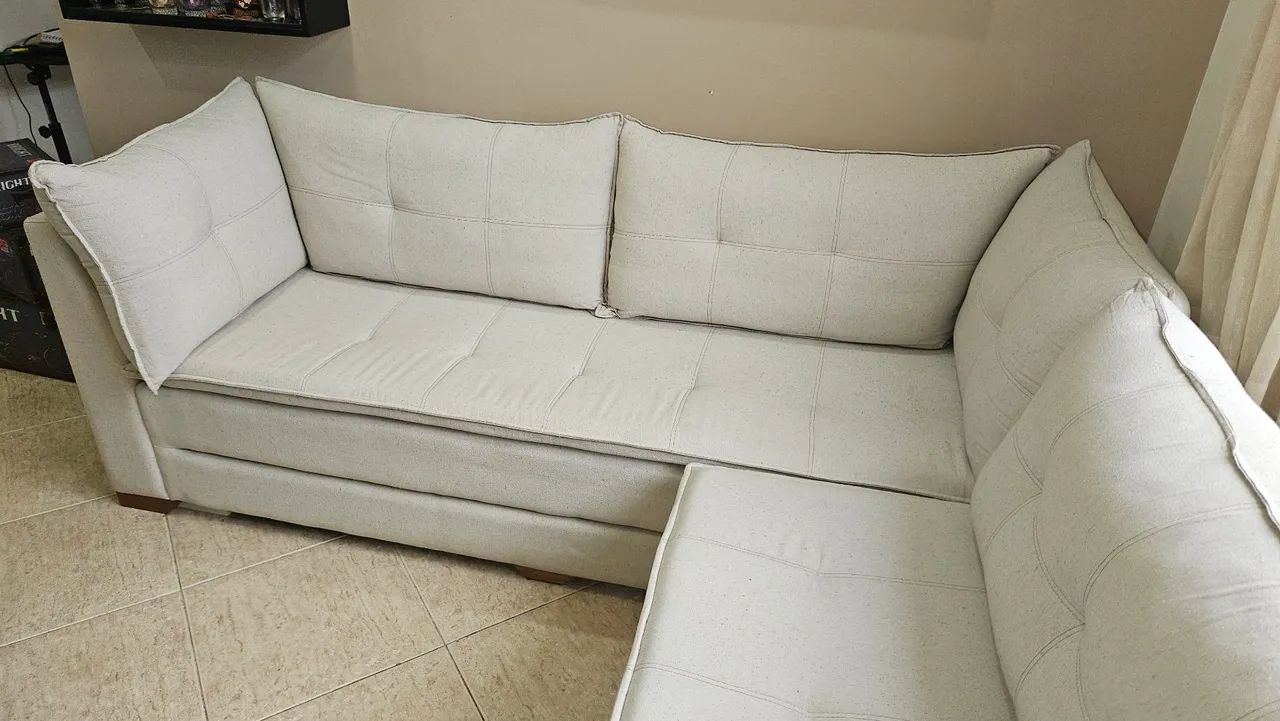 Sofá Canto Modular em L - Cinza claro em linho - Foto 2