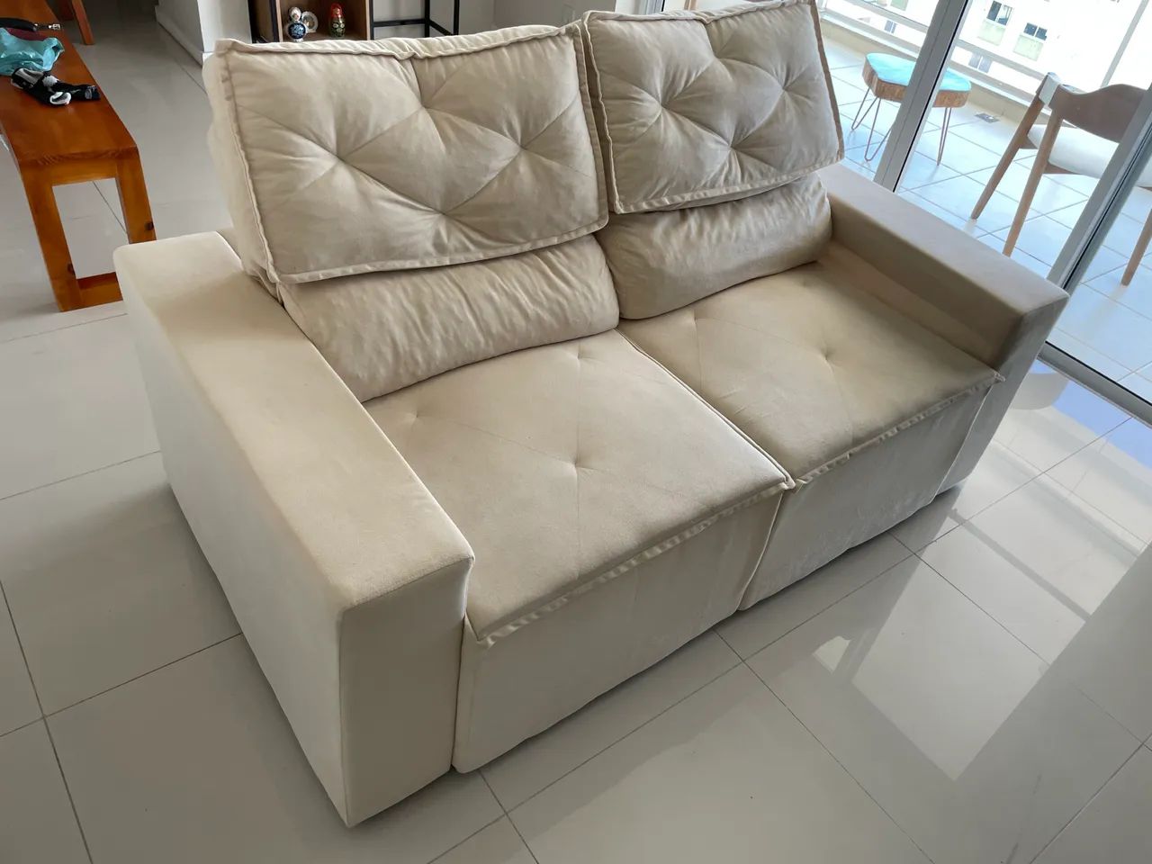 Sofá reclinável retrátil 1,80 m bege PEPINELLI DECOR - Foto 3