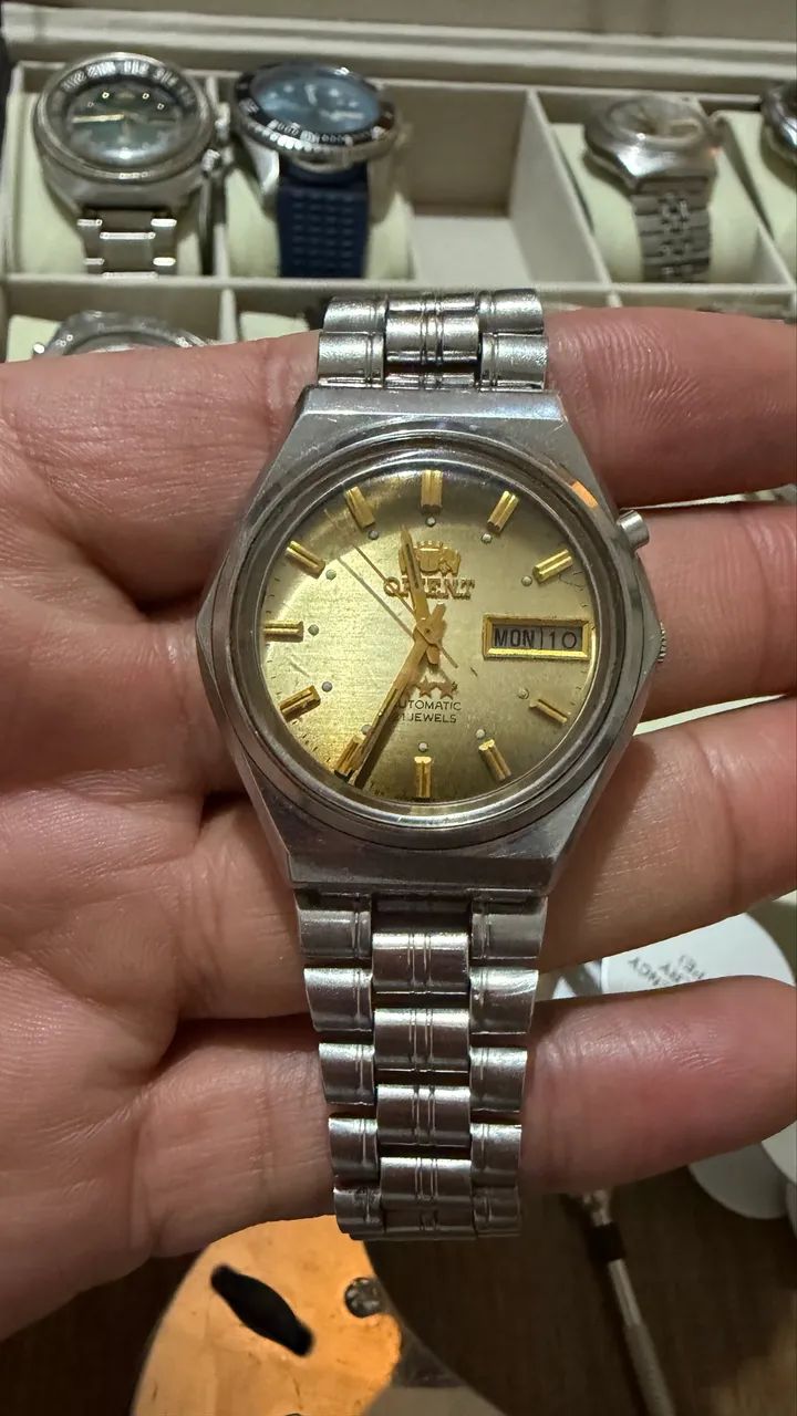Relogio Orient 3 estrela champanhe/dourado