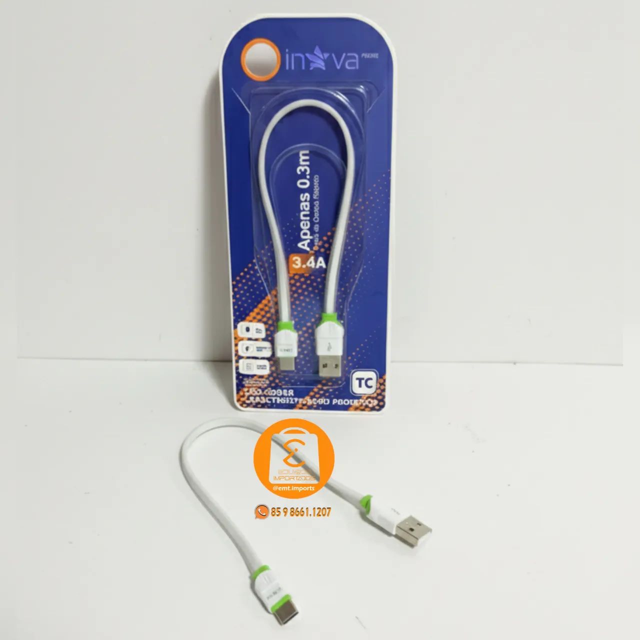 mini Cabo USB x Tipo-C 30cm 