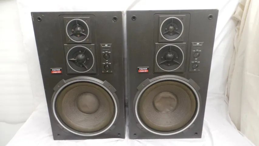 CAIXAS DE SOM ANTIGAS POLYVOX MODELO PROJECT 123 RARAS!!