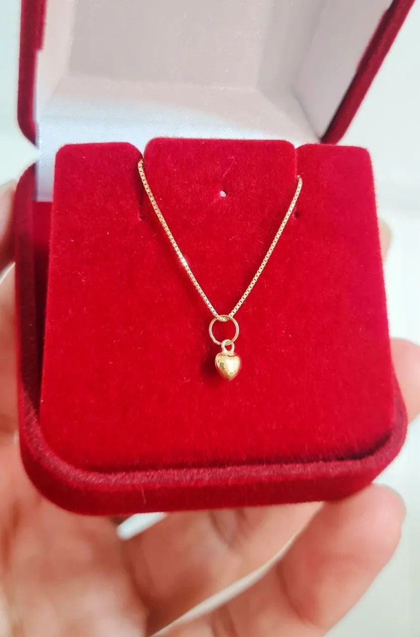 Colar Coração micro Veneziana Ouro 18k