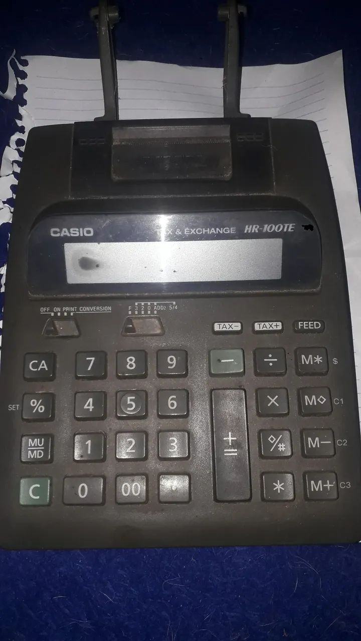 Calculadora antiga de mesa casio hr 100te