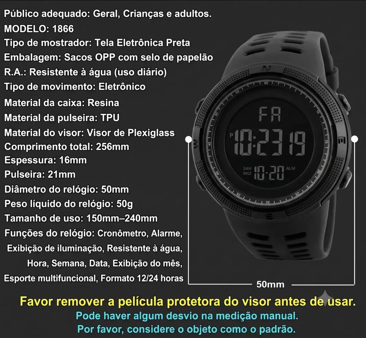 Relógio masculino militar digital1251 - Foto 2