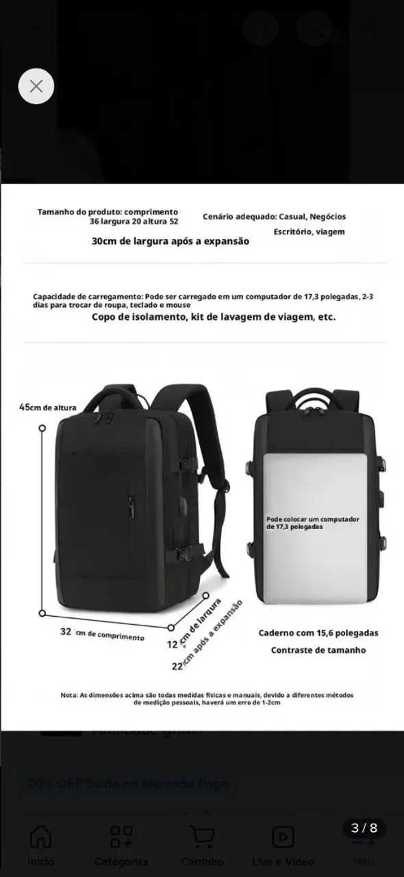 Vendo mochila para notebook e viagens  - Foto 3