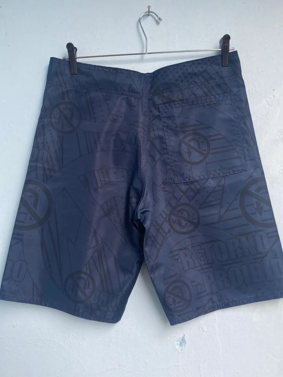 Bermuda Masculina Azul Escura Estampada, Tam 38 (Nova) - Foto 4